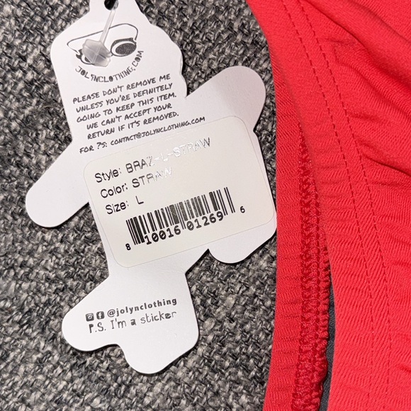 Jolin Brazil swim bottoms size large nwt in strawberry pink - Picture 3 of 5